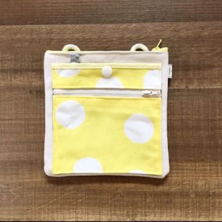 移動ポケット❼生成り帆布/yellowドット(外出用品)