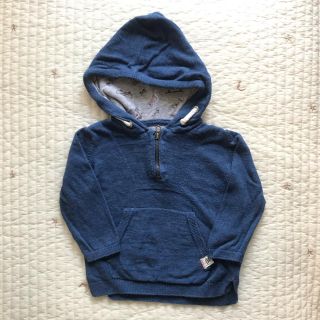 ザラキッズ(ZARA KIDS)のzara✳︎コットン　ニットパーカー　プルオーバー　青 80cm(ニット/セーター)