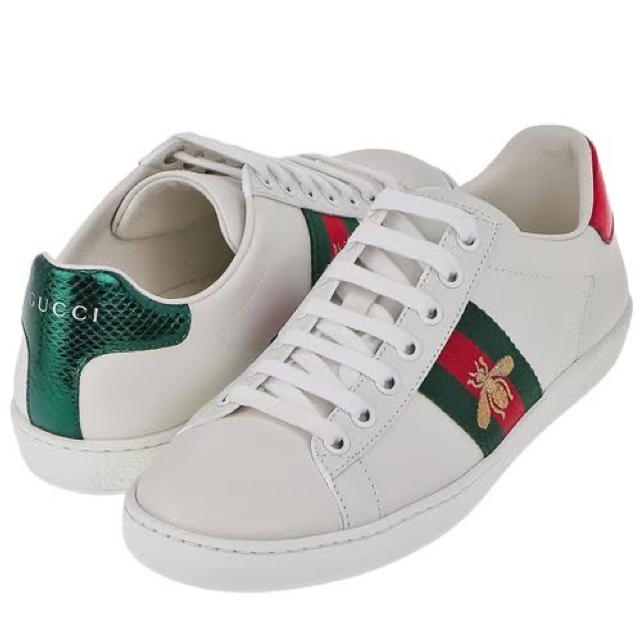 GUCCI エンブロイダリー付き スニーカー(ビー)【確実正規品】
