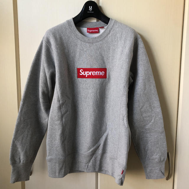 15AW supreme box logo 裏毛スウェットトップ　グレー/S