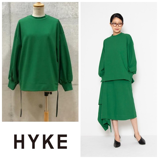 hyke ハイク ジップロングスリーブプルオーバー トップス グリーン