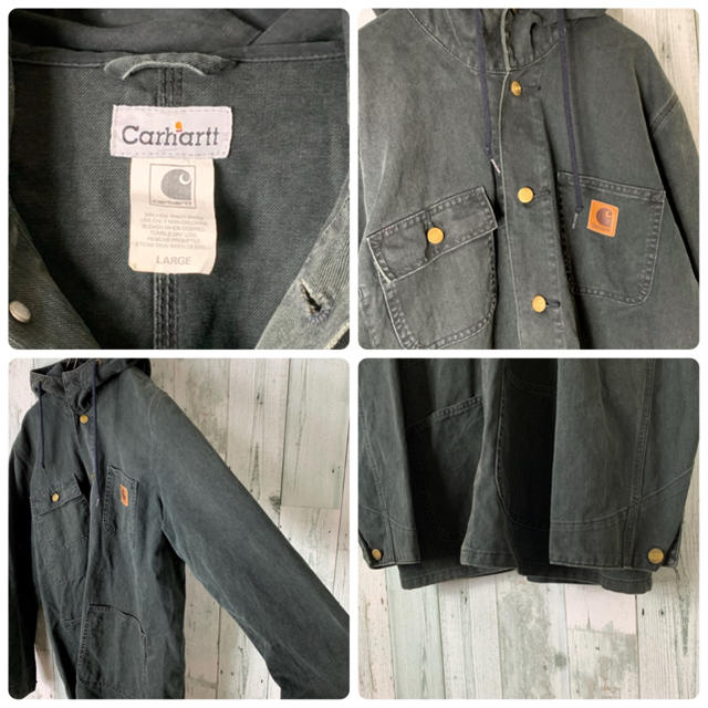 carhartt(カーハート)の【超希少】カーハート 皮ラベル カバーオール マウンテンパーカー ジャケット 黒 メンズのジャケット/アウター(カバーオール)の商品写真