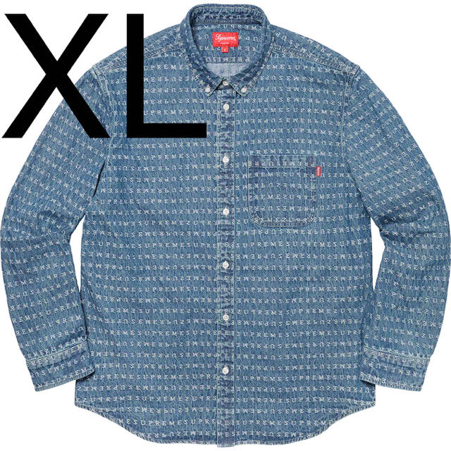 希少XL Supreme Jacquard Logos Denim Shirt