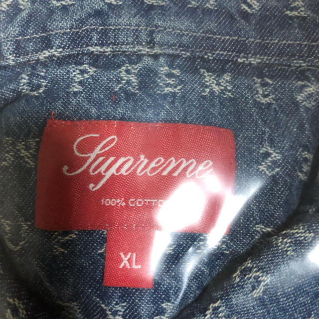 希少XL Supreme Jacquard Logos Denim Shirt