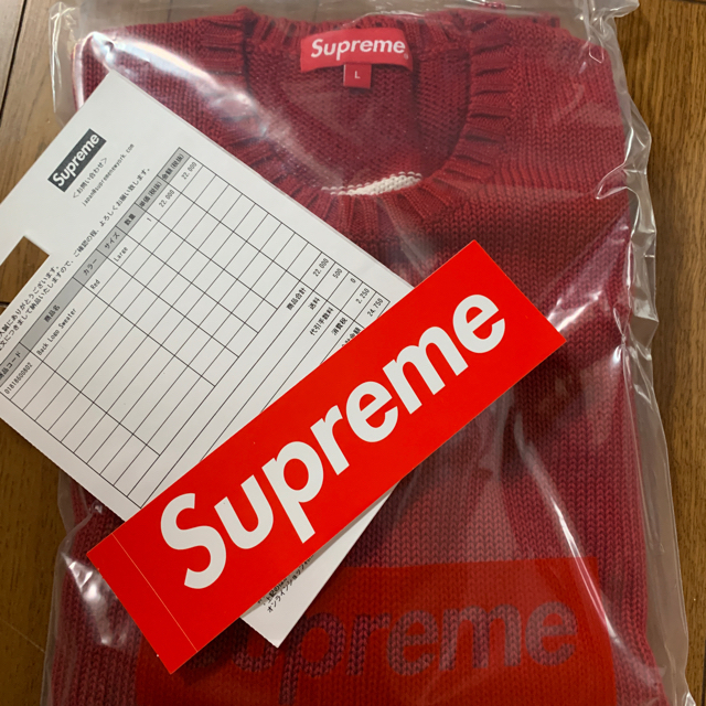 Supreme(シュプリーム)のkisk様専用　Back Logo Sweater 赤 L 国内正規品 メンズのトップス(ニット/セーター)の商品写真