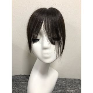 前髪ウィッグ ３D増毛 白髪隠しヘアピース100%人毛総手植えナチュラルブラック(前髪ウィッグ)