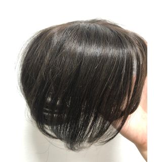 前髪ウィッグ ３D増毛 白髪隠しヘアピース100%人毛総手植えダークブラウン(前髪ウィッグ)