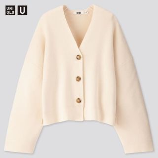 ユニクロ(UNIQLO)のユニクロ　ミラノリブショートVネックカーディガン(カーディガン)