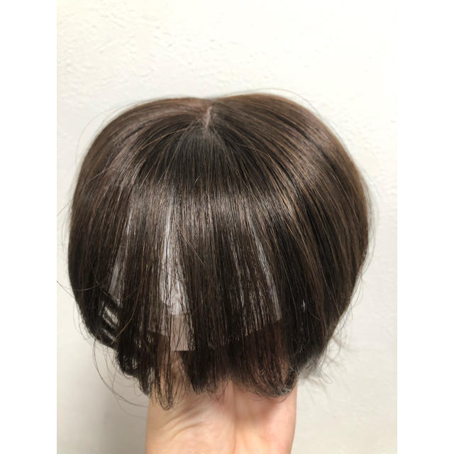 前髪ウィッグ ３D増毛 白髪隠しヘアピース100%人毛総手植えブラウン