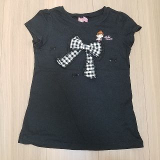 ミキハウス(mikihouse)の専用☆ミキハウス120 半袖Tシャツ　黒　リーナちゃん　リボン　チェック柄(Tシャツ/カットソー)