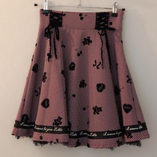 アンクルージュ(Ank Rouge)の美品 Ank Rouge Fancyフロッキースピンドルフレアスカート　ボルドー(ひざ丈スカート)