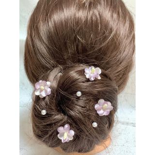 パステル パープル 小花 ❤︎ パールピン ❤︎ Uピン 7本セット(ヘアピン)