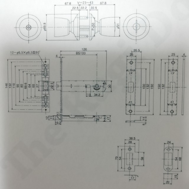 alpha(アルファ)のALPHA LV 万能　握り玉　インテグラル錠　ディンプルキー仕様 インテリア/住まい/日用品のインテリア/住まい/日用品 その他(その他)の商品写真