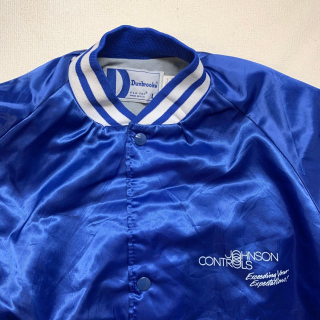 美品 80's USA製 AUBURN 両面プリント サテン スタジャン 黒 M