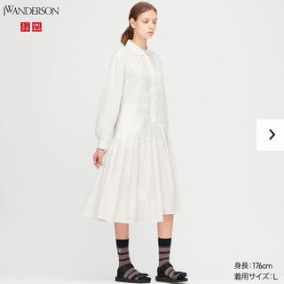 ユニクロ(UNIQLO)のjwanderson ユニクロ　プリーツワンピ　Lサイズ(ひざ丈ワンピース)