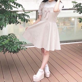 evelyn - evelyn パールラインチェックワンピースの通販 by