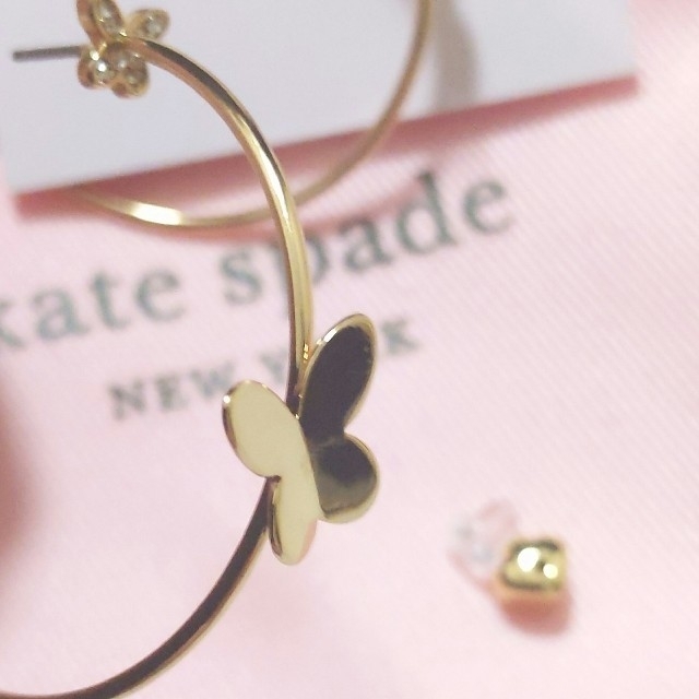 kate spade new york(ケイトスペードニューヨーク)のnami様専用【新品】kate spade ケイトスペード ピアス フープ　蝶  レディースのアクセサリー(ピアス)の商品写真