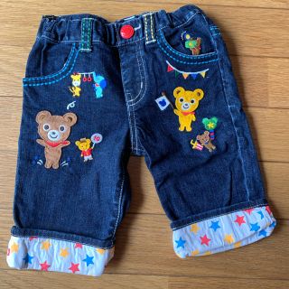 ミキハウス(mikihouse)のMIKIHOUSE プッチー刺繍ハーフデニムパンツ 100(パンツ/スパッツ)