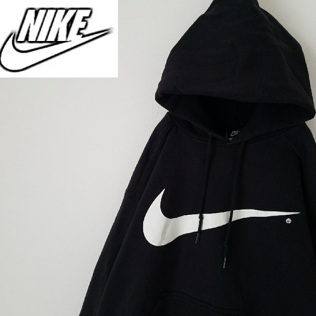 NIKE(ナイキ)の90S　NIKE　ビックロゴ　パーカー　オーバーサイズ　フーディ　黒 メンズのトップス(パーカー)の商品写真