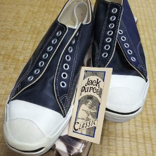 コンバース(CONVERSE)のヴィンテージ ジャックパーセル  USA製 レザー ブラック(スニーカー)