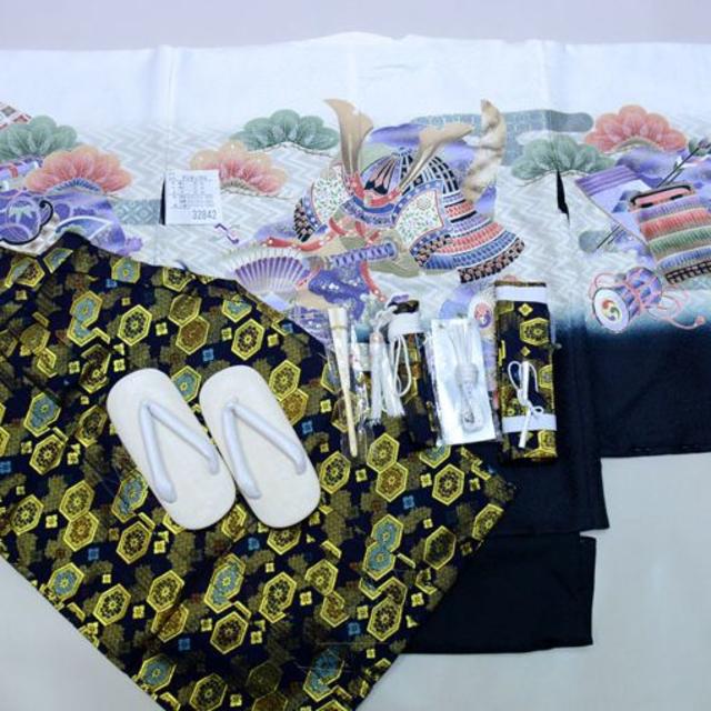 七五三 五歳 男児 羽織袴フルセット 豪華絢爛 兜 袴変更可能 NO32842キッズ服男の子用(90cm~)