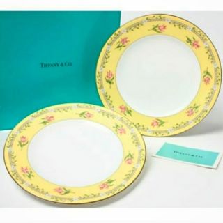 ティファニー(Tiffany & Co.)の【ティファニー】正規品  ピンクチューリップ ペアプレート 18cm 未使用箱付(食器)