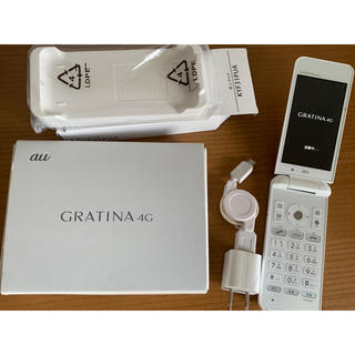 エーユー(au)の【美品】GRATINA 4G KYF31ホワイト一式(携帯電話本体)