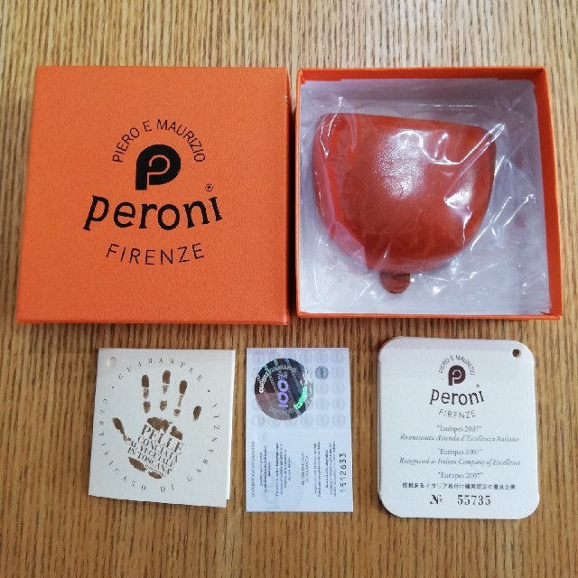 Peroni - ペローニ イタリアンレザー コインケース オレンジ色 小銭