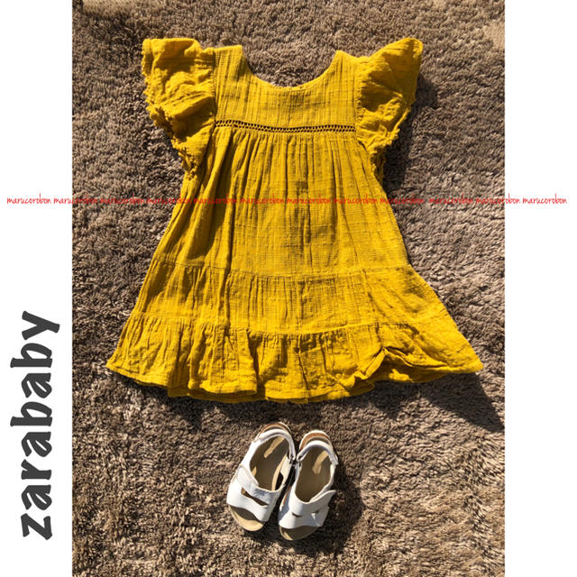 ZARA KIDS(ザラキッズ)のzarababy ザラベビー レース ティアード フリル 半袖 ワンピース 98 キッズ/ベビー/マタニティのキッズ服女の子用(90cm~)(ワンピース)の商品写真