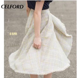 フレイアイディー(FRAY I.D)のCELFORD☆セルフォード☆ツイードラッフルスカート(ひざ丈スカート)