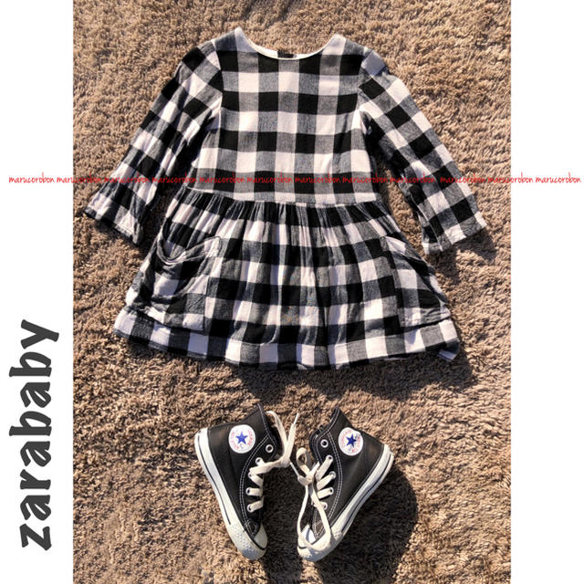 ZARA KIDS(ザラキッズ)のzarababy ザラベビー ギンガム チェック 長袖 ワンピース 98 キッズ/ベビー/マタニティのキッズ服女の子用(90cm~)(ワンピース)の商品写真