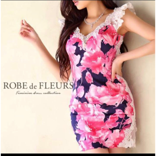 ROBE(ローブ)のrobede fleurs ローブドフルール　レースワンピ　オフショル レディースのワンピース(ひざ丈ワンピース)の商品写真