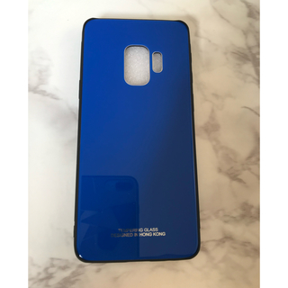 ギャラクシー(Galaxy)のシンプル&耐衝撃背面9Hガラスケース GalaxyS9Plus  ブルー　青(Androidケース)