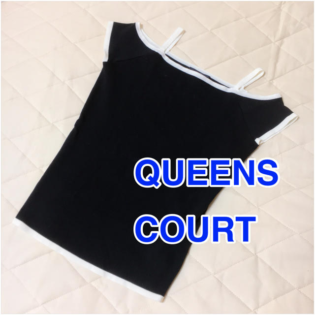 QUEENS COURT(クイーンズコート)のクイーンズコート 黒×白トップス 薄手ニット レディースのトップス(カットソー(半袖/袖なし))の商品写真