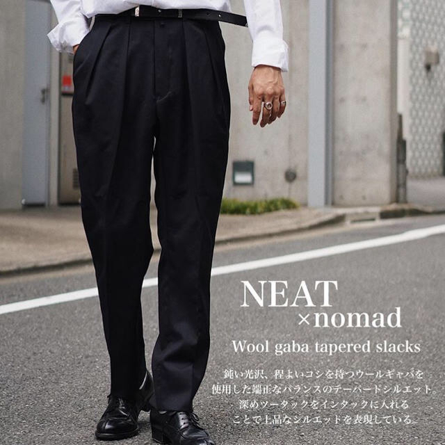 NEAT × nomad ウールギャバテイパードスラックス ブラック 【2022福袋