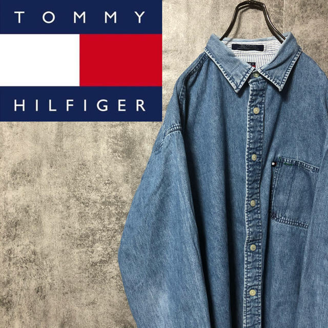 TOMMY HILFIGER(トミーヒルフィガー)の【みれまる〜様専用】トミージーンズ☆フラッグロゴタグ入りビッグデニムシャツ メンズのトップス(シャツ)の商品写真