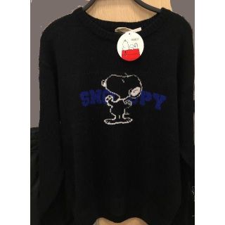 ピーナッツ(PEANUTS)の新品 黒 M スヌーピー ニット メンズ アメキャラ セーター トレーナー(ニット/セーター)