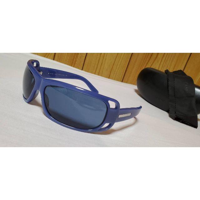 正規 プラダ オープンフレームスポーティーサングラス 黒×青