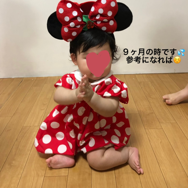 ミニーちゃん風ワンピース キッズ/ベビー/マタニティのベビー服(~85cm)(ワンピース)の商品写真