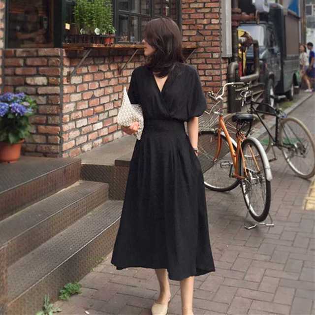 シンプルな一色でカッコよくキメる☆人気の一品！　ロングワンピース レディースのワンピース(ロングワンピース/マキシワンピース)の商品写真