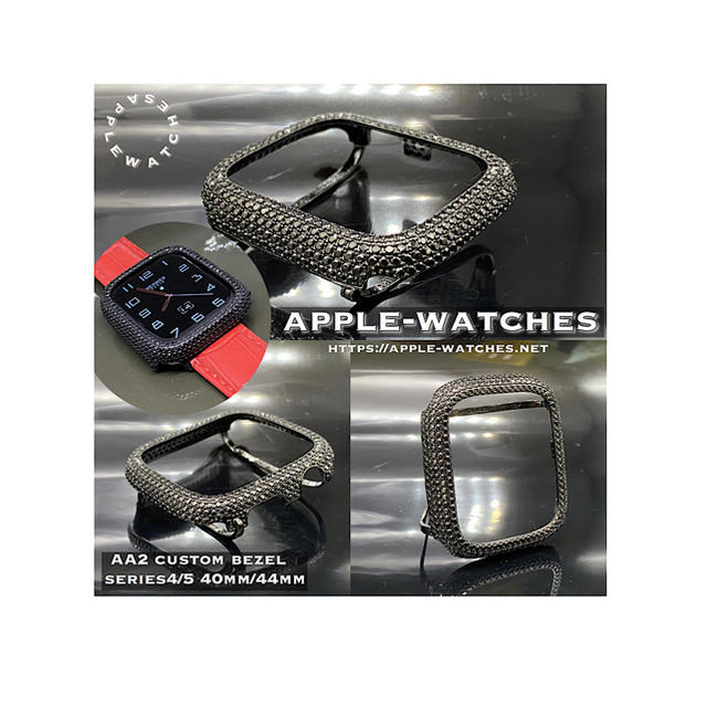 Apple Watch - 黒&白□アップルウォッチ用キラキラカバーxパネライ