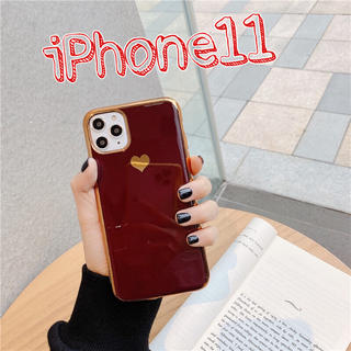 新品　iPhone11ケース　ワインレッド　韓国　インスタ(iPhoneケース)