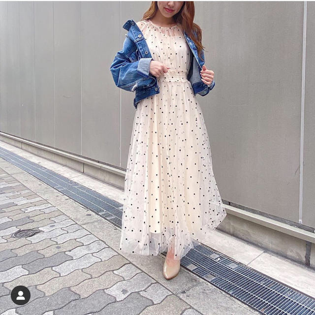 リエンダ　最新作　tulle Dot Pleats OP