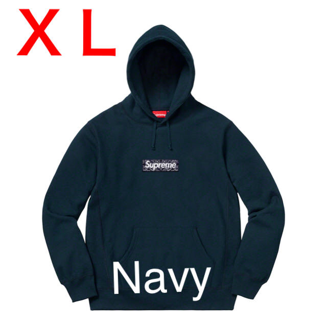 【ＸＬ】Supreme Bandana Box Logo Hoody Navyパーカー