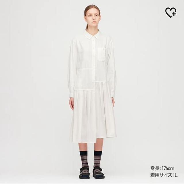 UNIQLO(ユニクロ)のJWアンダーソン ユニクロ　シャツワンピース　ホワイト　M レディースのワンピース(ロングワンピース/マキシワンピース)の商品写真