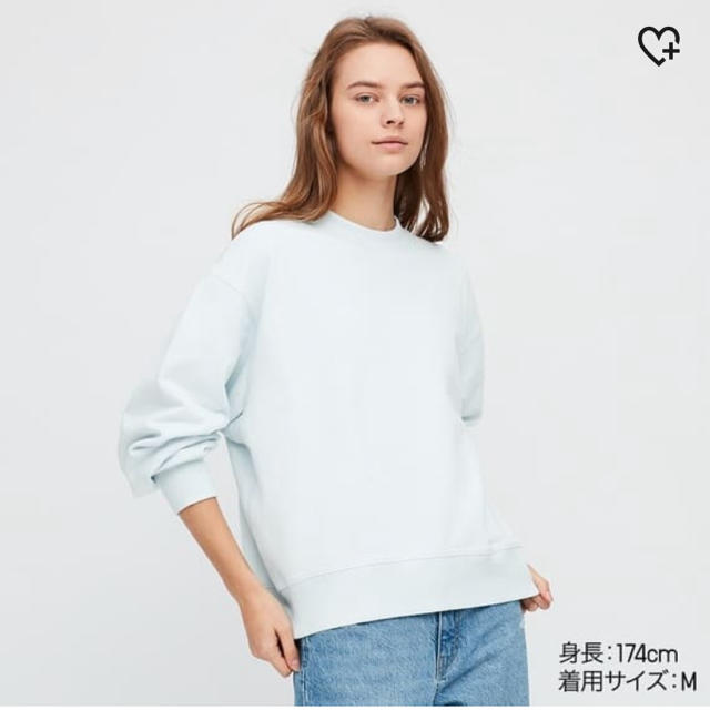 UNIQLO(ユニクロ)のUNIQLOスウェットクルーネックシャツ新品未使用ライトブルーXL レディースのトップス(トレーナー/スウェット)の商品写真