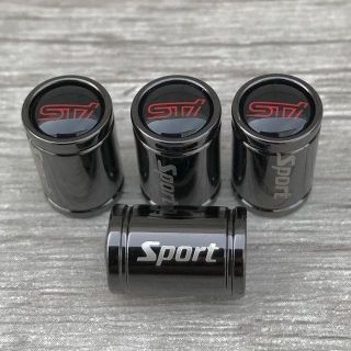 エアバルブキャップ　STI　ブラックメッキ色(車外アクセサリ)