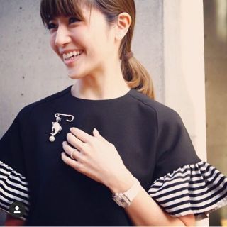 専用です☆  ボーダーズアットバルコニー ラッフルTシャツ ブラック38(Tシャツ(半袖/袖なし))