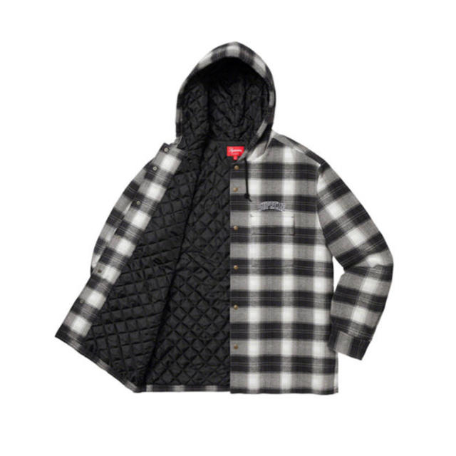 Supreme Quilted Hooded Plaid Shirt 黒 XL