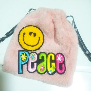 ビッグバン(BIGBANG)の😊ニコちゃん PEACE モコモコ巾着😊PEACEMINUSONE(ポーチ)